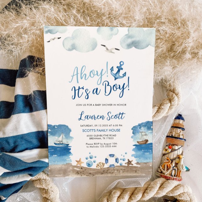 Ahoy Det är en pojke | Inbjudan till Nautical Baby (Skapare uppladdad)
