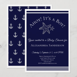 Ahoy, det är en pojke! Inbjudan till Nautical Baby