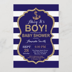 Ahoy, det är en pojke! Inbjudan till Nautical Baby