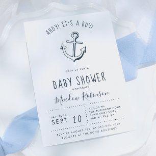 Ahoy! Det är en pojke! Marin Baby Shower Inbjudan