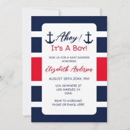 Ahoy, det är en pojke! Nautical Baby Shower Inbjudningar