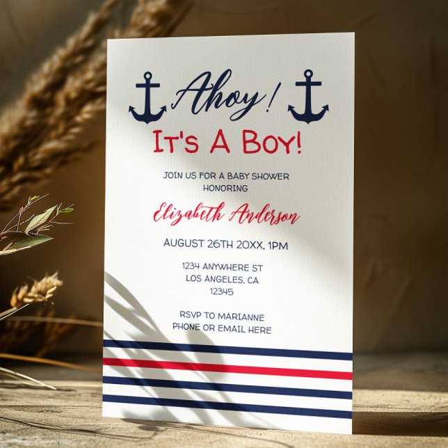 Ahoy, det är en pojke! Nautical Baby Shower Inbjudningar (Skapare uppladdad)