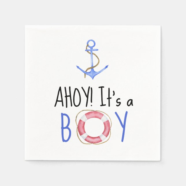 Ahoy, det är en pojke! Nautical Baby Shower Pappersservett (Framsidan)