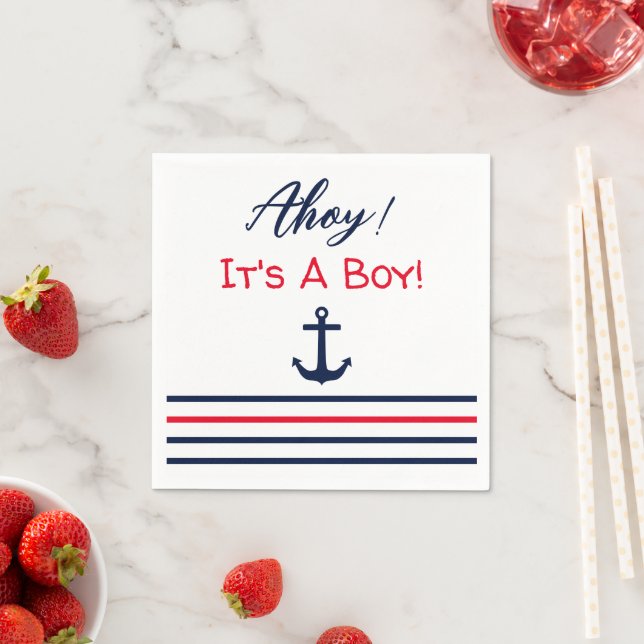 Ahoy, det är en pojke! Nautical Baby Shower Pappersservett (Insitu)