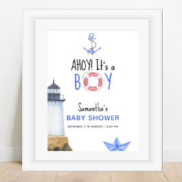 Ahoy, det är en pojke! Nautical Baby Shower Poster