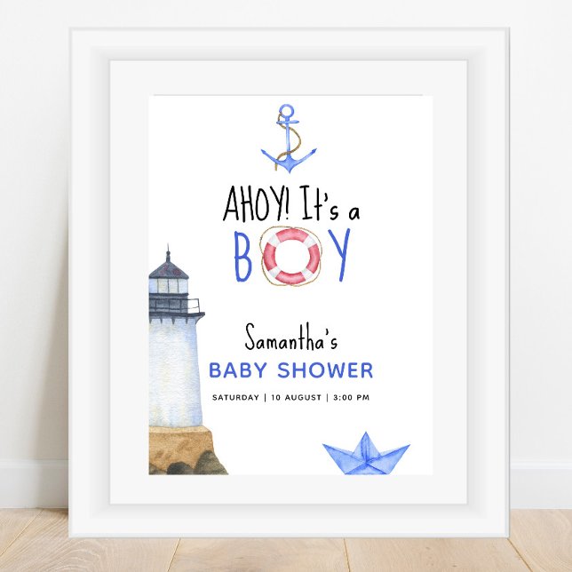 Ahoy, det är en pojke! Nautical Baby Shower Poster (Skapare uppladdad)