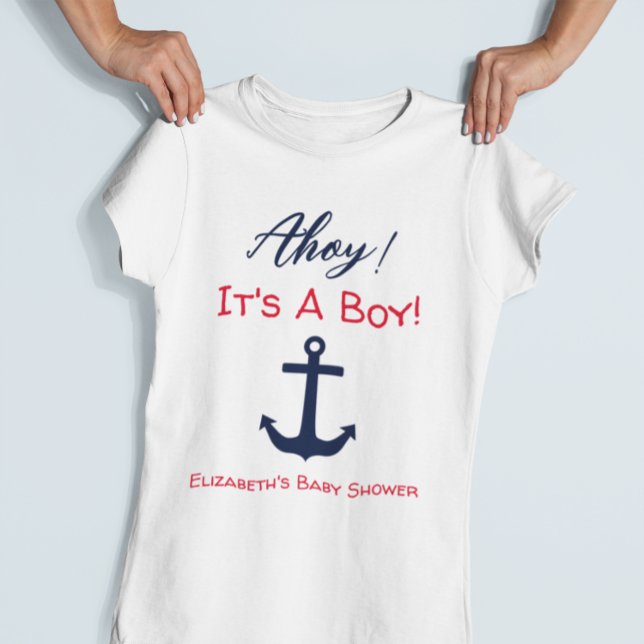 Ahoy, det är en pojke! Nautical Baby Shower T Shirt (Skapare uppladdad)