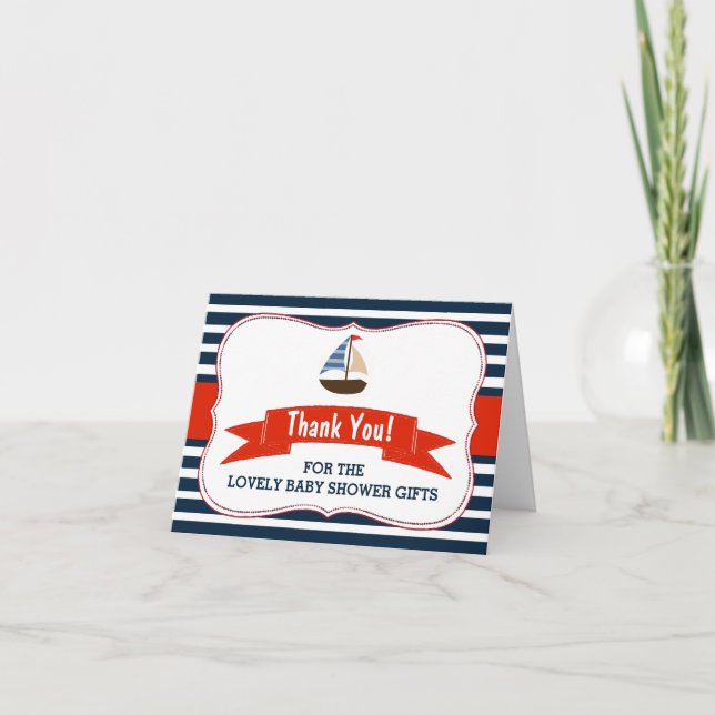 Ahoy, det är en pojke! Nautical Boat Baby Shower T Tack Kort (Framsida)