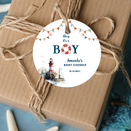 Ahoy Det är en pojke, nautisk baby shower Gåvor Etiketter