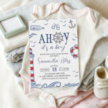 Ahoy det är en pojke! Nautisk Baby Shower Inbjudan
