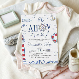 Ahoy det är en pojke! Nautisk Baby Shower Inbjudan