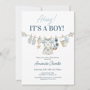 Ahoy det är en pojke nautisk Baby Shower Inbjudningar