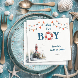 Ahoy det är en pojke, nautisk baby shower pappersservett