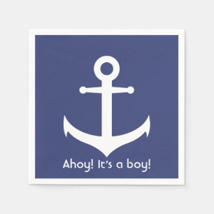Ahoy! Det är en pojke! Nautiska baby Pappersservett