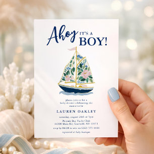 Ahoy det är en pojke! Rivieran kust baby shower Inbjudningar