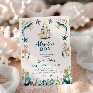 Ahoy det är en pojke! Rivieran kust Baby Shower Inbjudningar
