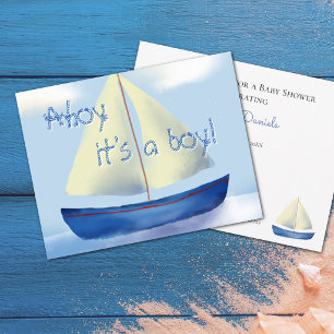 Ahoy Det är en pojke Söt baby shower Inbjudningar