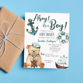 Ahoy det är en pojke teddybjörn baby shower budget