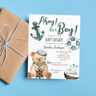 Ahoy det är en pojke teddybjörn baby shower budget