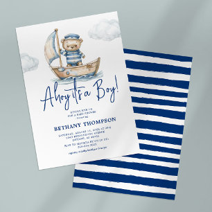 Ahoy det är en pojke Teddybjörn Baby Shower Inbjudningar
