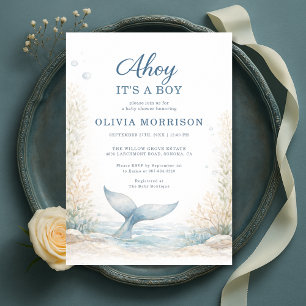 Ahoy det är en pojke under havet baby shower inbjudningar