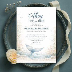 Ahoy det är en pojke under havet par baby shower inbjudningar