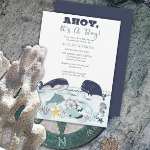 Ahoy det är en pojke under Sea Baby Shower Inbjudningar