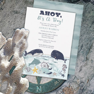 Ahoy det är en pojke under Sea Baby Shower Inbjudningar