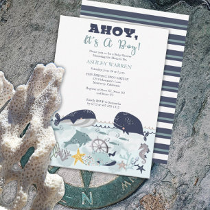 Ahoy, det är en pojke under Sea Baby Shower-inviga Inbjudningar