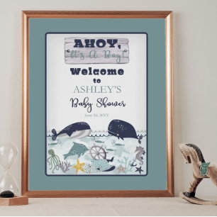 Ahoy det är en pojke under Sea Baby Shower Poster