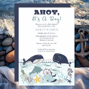 Ahoy Det är en pojke under Sea Baby Sprinkle Showe Inbjudningar