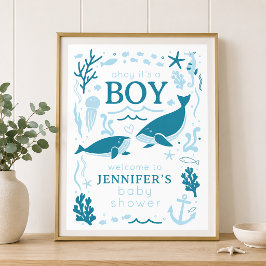 Ahoy det är en valbaby för pojke - nautisk baby sh poster