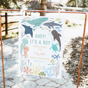 Ahoy Det är en välkomstskylt för pojkbabyskor Poster