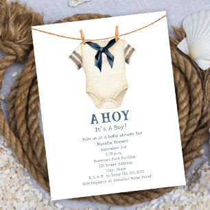 Ahoy Det är en Vintage Sailor Kostym Baby Shower Inbjudningar