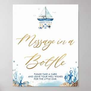 Ahoy Det är ett Boy Nautical-meddelande i ett Flas Poster