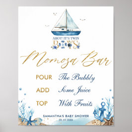 Ahoy Det är Twin Boy Nautical Baby Shower Momosa P Poster