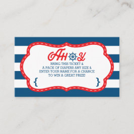 Ahoy Diaper Raffle Biljett, Nautical, Blue, Red Tilläggskort