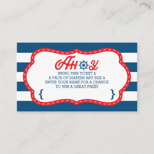Ahoy Diaper Raffle Biljett, Nautical, Blue, Red Tilläggskort