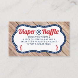 Ahoy Diaper Raffle Biljett, Nautical, Blue, Red Tilläggskort