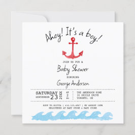 Ahoy, en pojke. Inbjudan till Nautisk babydusch