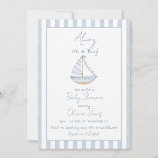 Ahoy It's A Boy Baby Shower Invitation Card Inbjudningar