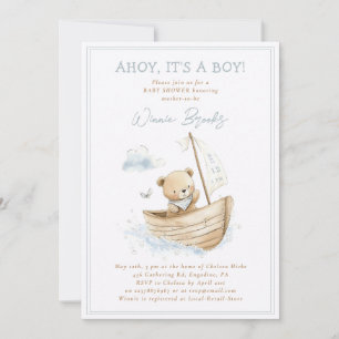 Ahoy It's A Boy Lille Sjömanbjörn Barnkalas Inbjudningar