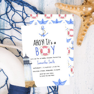 Ahoy It's A Boy! Marin Babyshower Inbjudningar