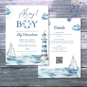 Ahoy It's A Boy Naustisk Babyfirande Allt I Ett Inbjudningar