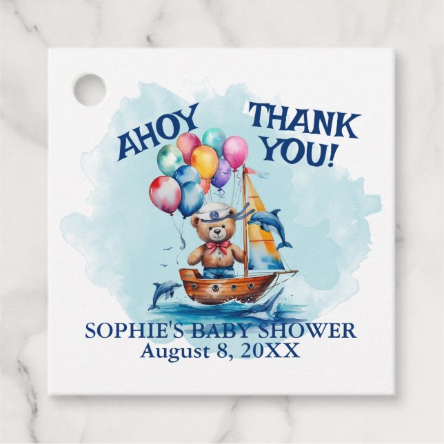Ahoy its a Boy Nautical Theme Baby Shower Gåvor Etiketter (Framsida)