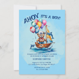 Ahoy its a Boy Nautical Theme Baby Shower Inbjudningar
