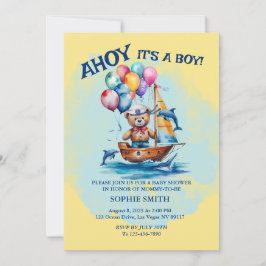 Ahoy its a Boy Nautical Theme Baby Shower Inbjudningar