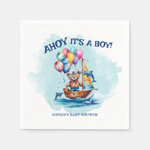 Ahoy its a Boy Nautical Theme Baby Shower Pappersservett