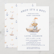 Ahoy It's a Boy Nautilus Teddybjörn Baby Shower