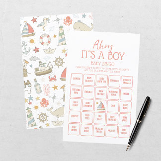 Ahoy It's A Boy - Nautisk Baby Shower Bingo